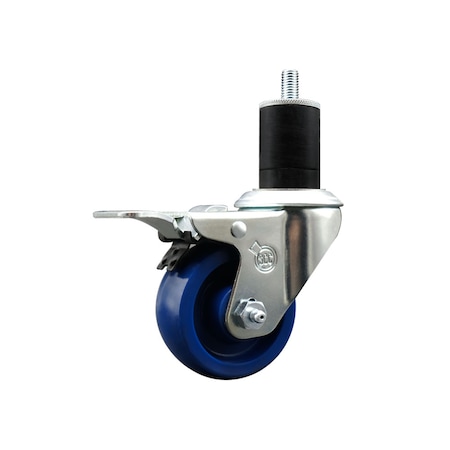 Service Caster 3'' Solid Poly Swivel 1-3/4'' Expanding Stem Caster Total Lock Brake SCC-EXTTL20S314-SPUS-134
